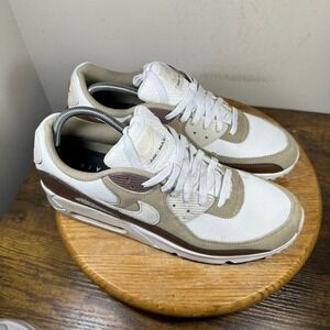 Nike Air Max 90 Mens 13 White Khaki Brown Low Top Sneakers DM0029-109